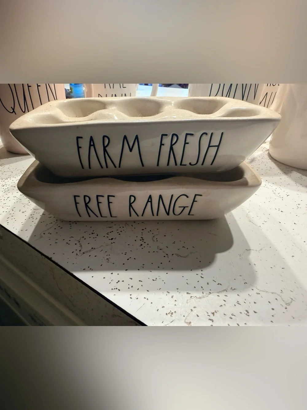 Farm Fresh Ceramic Egg Tray - White Farmhouse Style Rae Dunn